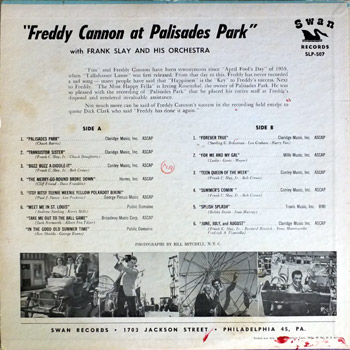 Freddy Cannon - Palisades Park LP Back Cover