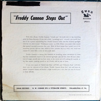 Freddie Cannon - Steps Out LP Back Cover