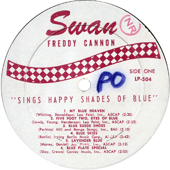 Freddy Cannon - Sings Happy Shades Of Blue LP Label 1