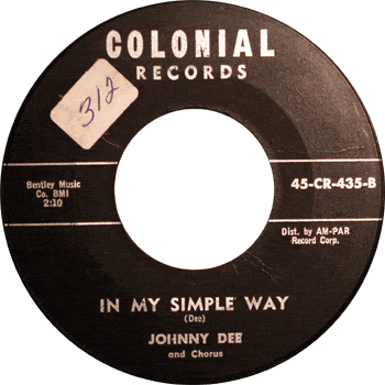 Johnny Dee - In My Simple Way 45 Stock
