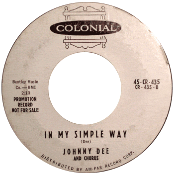 Johnny Dee - In My Simple Way 45 promo